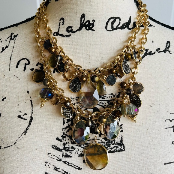 CHICO’S $89 Faceted Gem Drop Off Bib Necklace - Picture 2 of 4